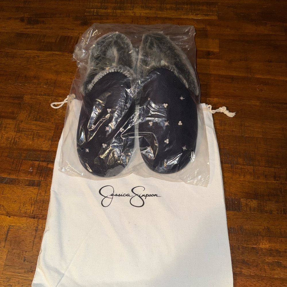 Jessica Simpson Black Starry Slippers